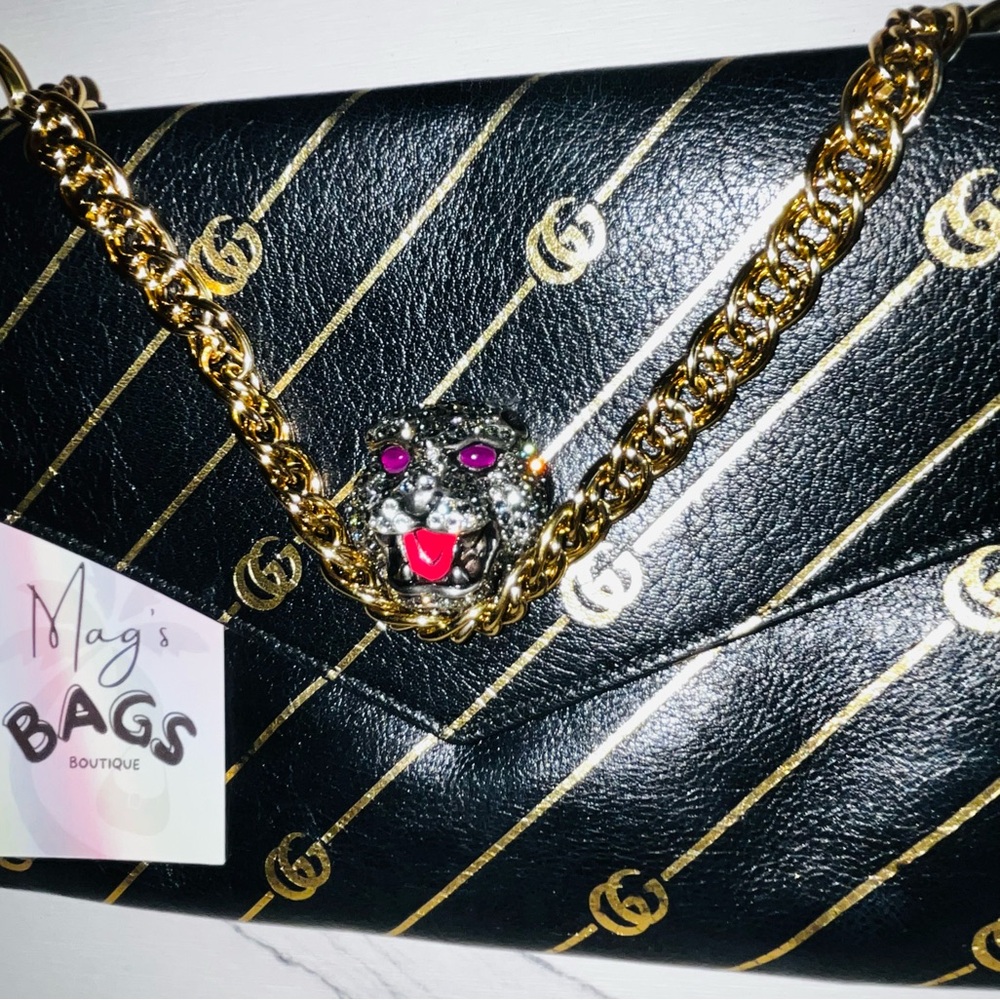 Gucci: Double-Sided GG Monogram Marmont Tiger Crossbody Handbag - Picture 6 of 16